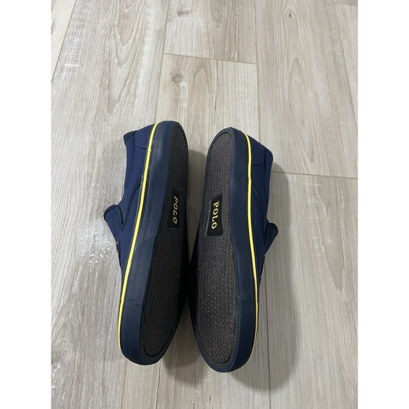 Ralph Lauren POLO THOMPSON3 slip-on shoes in navy with a P patch 13D main image 4